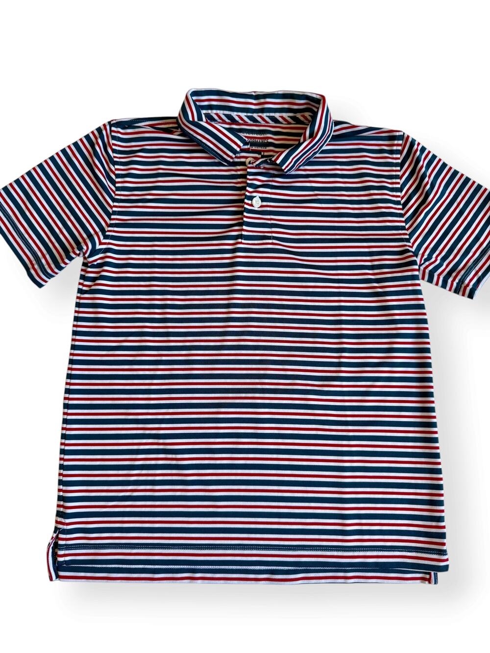 Crewcuts Boys Large 10-11 Performance Polo Shirt Red White Blue Striped